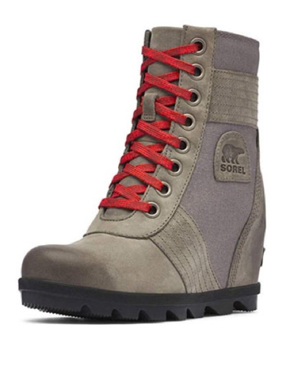 Sorel Lexie Leather Wedge Boot in Quarry